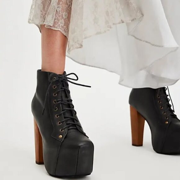 Jeffrey Campbell Lita Handmade Havana Last Black Leather Platform Bootie - Picture 2 of 15